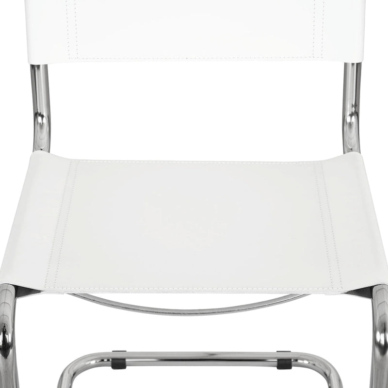 Chaise d'appoint cantilever Mart Stam de Breuer Chair Company avec cadre chromé (différents coloris de cuir reconstitué)