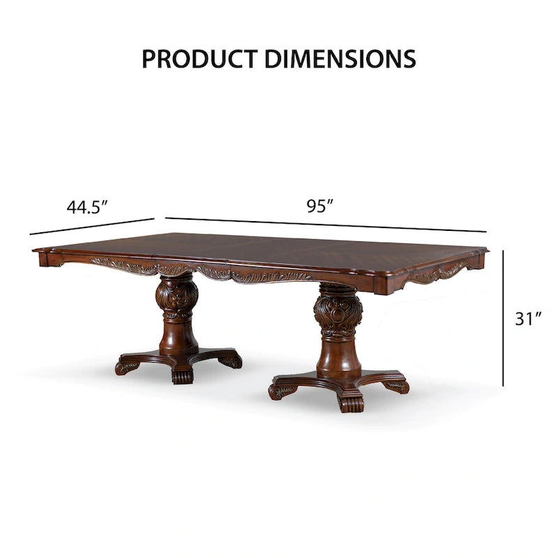 Ensemble de table à manger extensible 9 pièces en bois massif traditionnel Eugene de Furniture of America