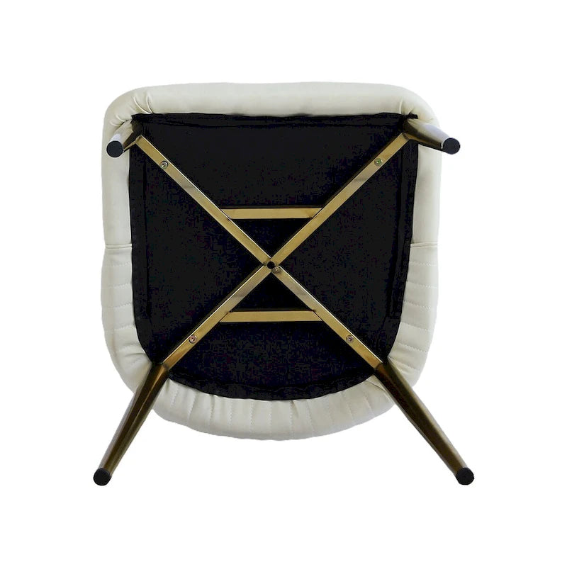 Ensemble moderne de 2 chaises à dossier haut en similicuir beige pour table à manger