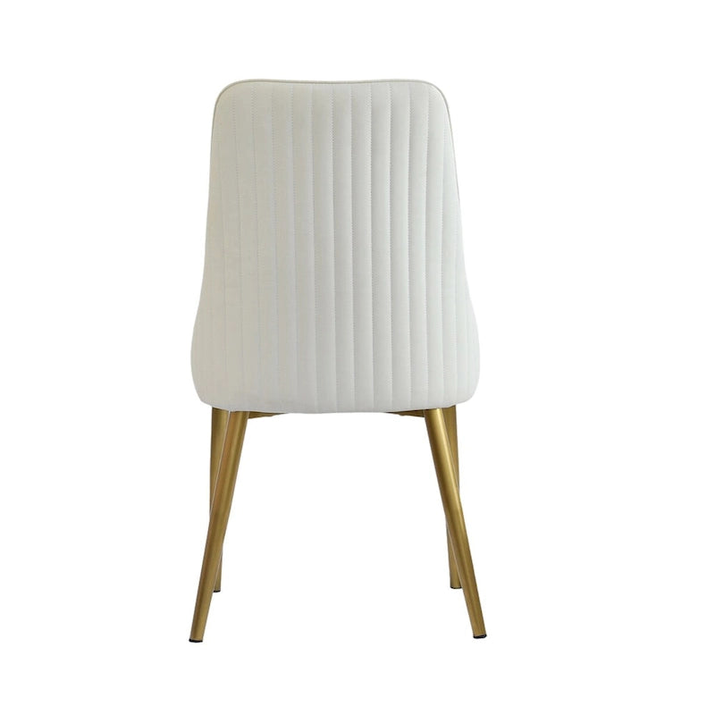 Ensemble moderne de 2 chaises à dossier haut en similicuir beige pour table à manger