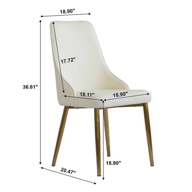 Ensemble moderne de 2 chaises à dossier haut en similicuir beige pour table à manger