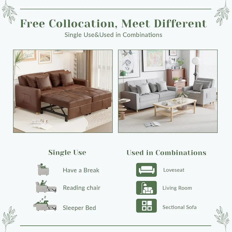 Canapé-lit 3 en 1 AECOJOY, fauteuil-lit double