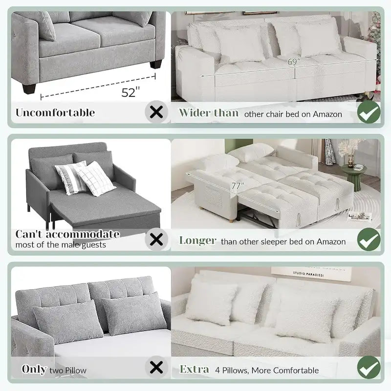 Canapé-lit 3 en 1 AECOJOY, fauteuil-lit double