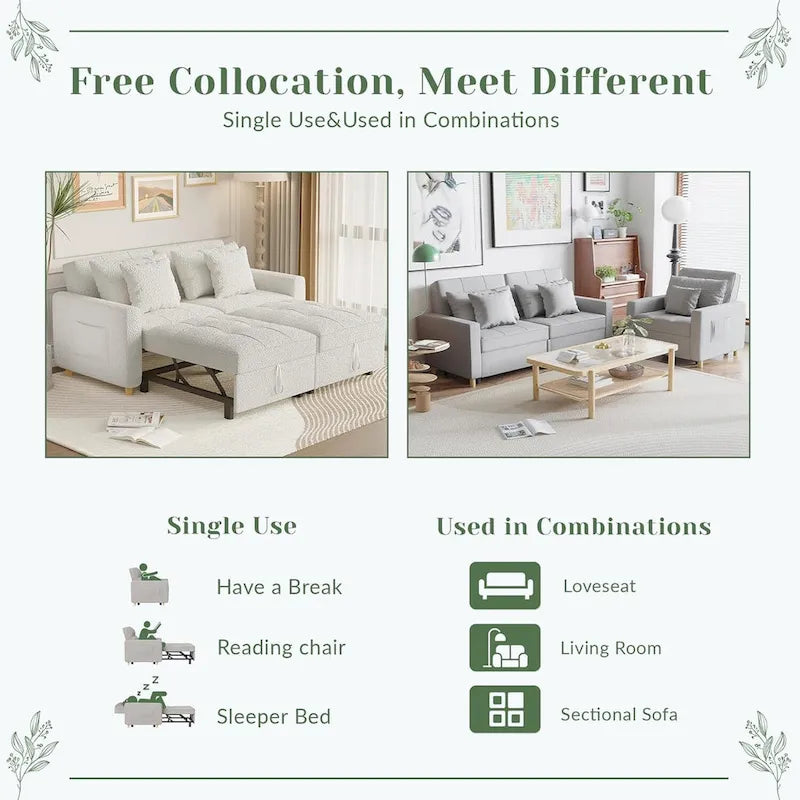 Canapé-lit 3 en 1 AECOJOY, fauteuil-lit double