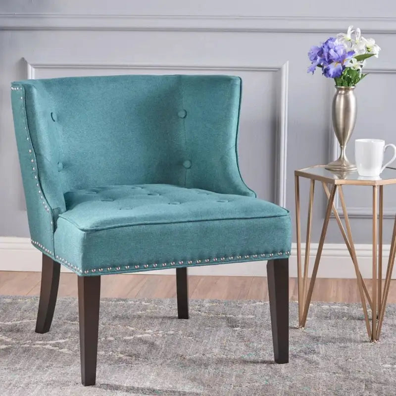 Fauteuil d'appoint en tissu, bleu sarcelle foncé, pour salon et chambre