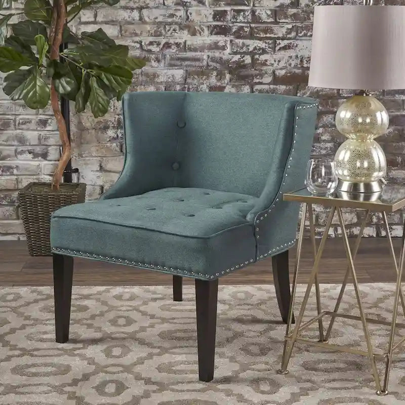 Fauteuil d'appoint en tissu, bleu sarcelle foncé, pour salon et chambre