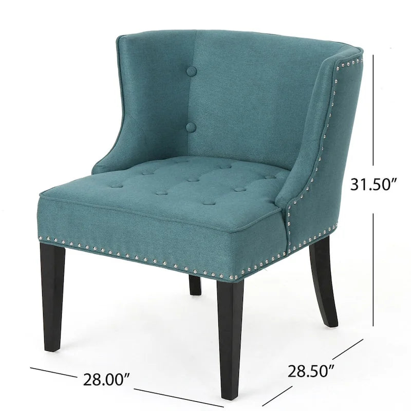 Fauteuil d'appoint en tissu, bleu sarcelle foncé, pour salon et chambre