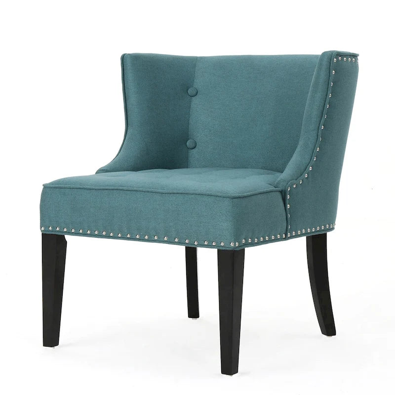 Fauteuil d'appoint en tissu, bleu sarcelle foncé, pour salon et chambre