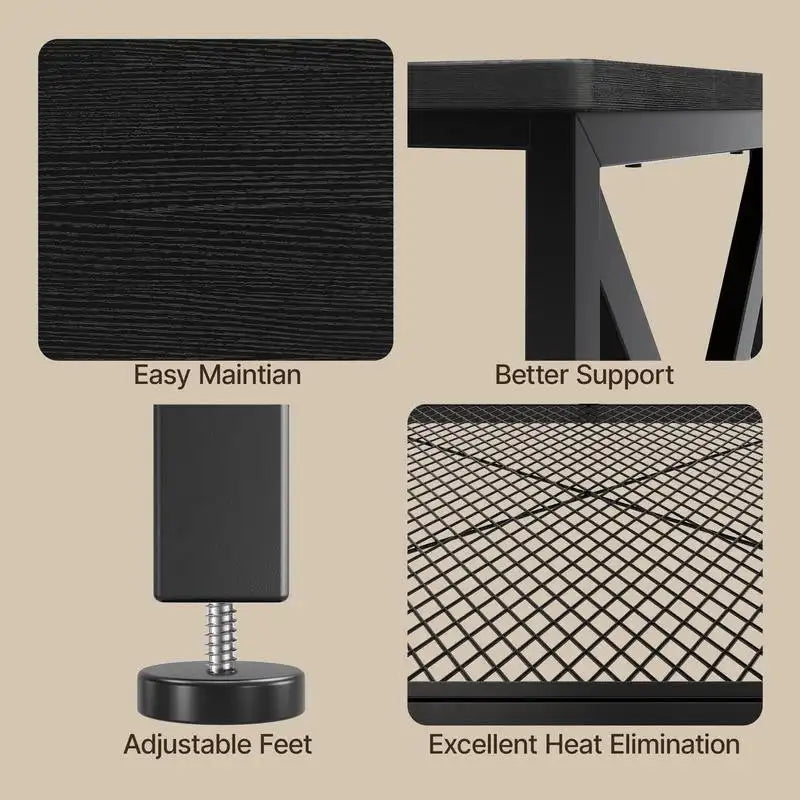 Meuble TV industriel avec étagères de rangement ouvertes pour chambre à coucher