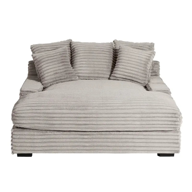 Canapé-lit double moderne, confortable et moelleux, revêtu de velours côtelé doux et moelleux.