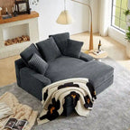 Canapé-lit double moderne, confortable et moelleux, revêtu de velours côtelé doux et moelleux.