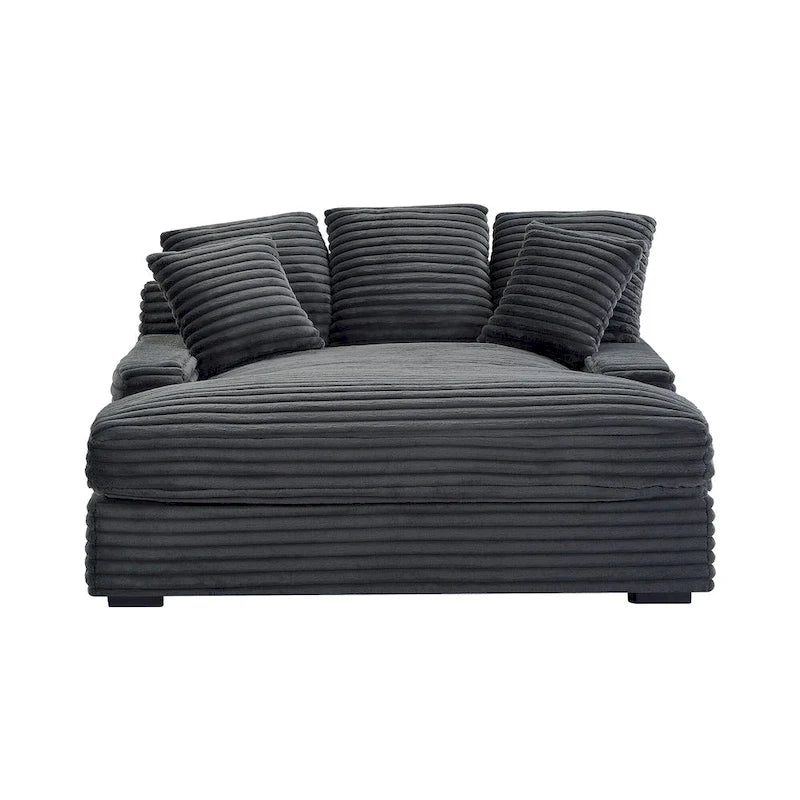 Canapé-lit double moderne, confortable et moelleux, revêtu de velours côtelé doux et moelleux.