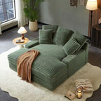 Canapé-lit double moderne, confortable et moelleux, revêtu de velours côtelé doux et moelleux.