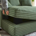 Canapé-lit double moderne, confortable et moelleux, revêtu de velours côtelé doux et moelleux.