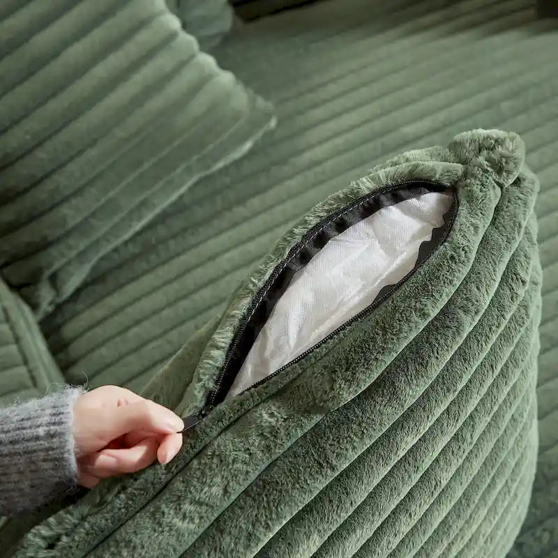 Canapé-lit double moderne, confortable et moelleux, revêtu de velours côtelé doux et moelleux.