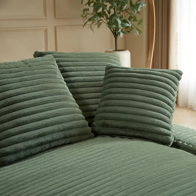 Canapé-lit double moderne, confortable et moelleux, revêtu de velours côtelé doux et moelleux.