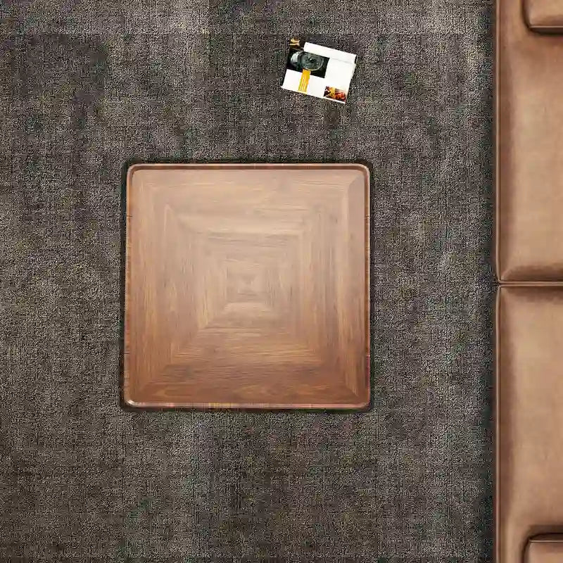 Table basse carrée moderne du milieu du siècle avec finition bois et tiroirs