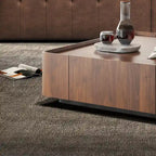 Table basse carrée moderne du milieu du siècle avec finition bois et tiroirs