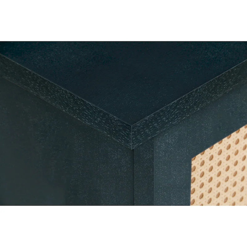 Panneaux de grain haut de gamme fabriqués à la main par Roomfitters, buffet en rotin, meuble de rangement d'appoint, bleu marine - Non disponible