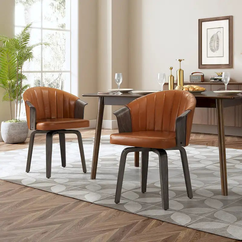 Chaises de salle à manger pivotantes Art Leon en bois courbé et polyuréthane (lot de 2)