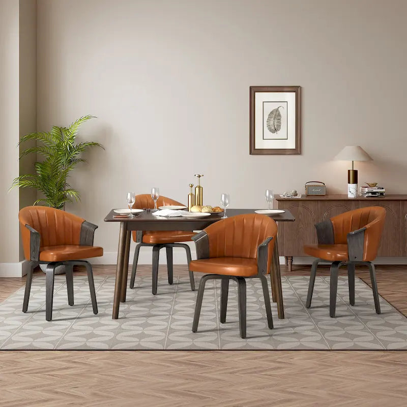 Chaises de salle à manger pivotantes Art Leon en bois courbé et polyuréthane (lot de 2)