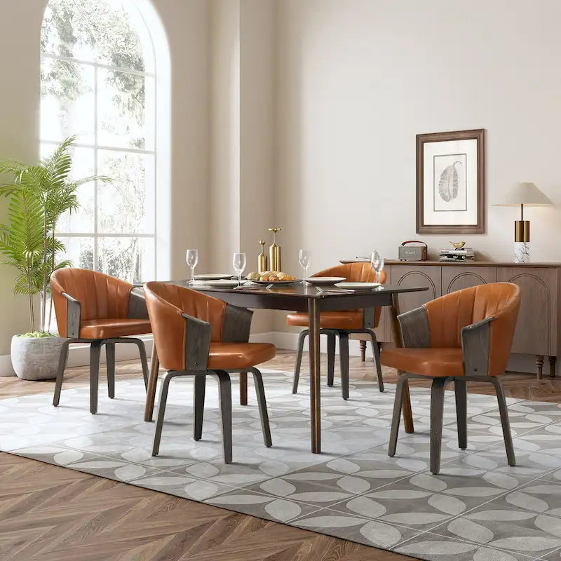 Chaises de salle à manger pivotantes Art Leon en bois courbé et polyuréthane (lot de 2)