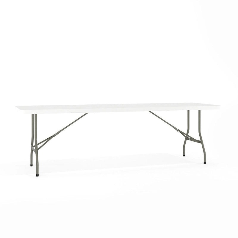 Table événementielle pliante en plastique blanc granit 30 po x 96 po avec poignée de transport