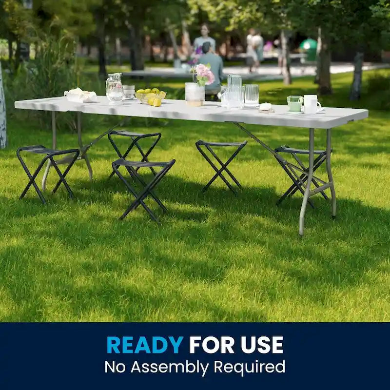 Table événementielle pliante en plastique blanc granit 30 po x 96 po avec poignée de transport