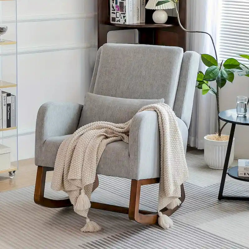 Fauteuil à bascule, fauteuil à bascule rembourré d'intérieur pour salon, fauteuil à bascule moderne avec coussin