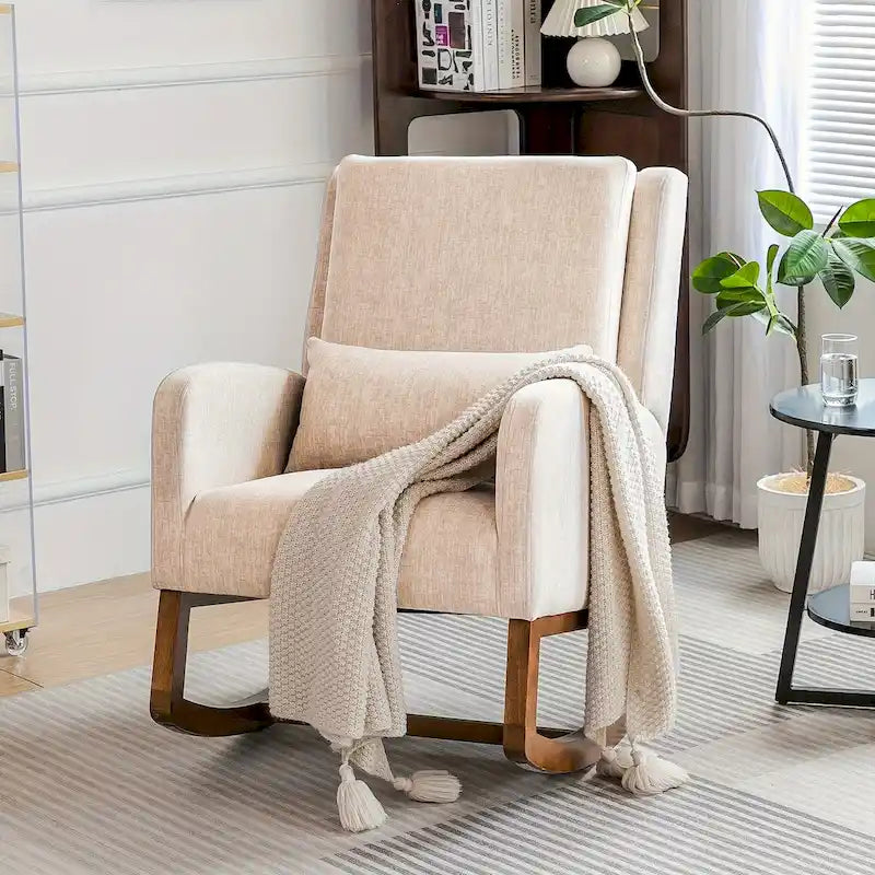 Fauteuil à bascule, fauteuil à bascule rembourré d'intérieur pour salon, fauteuil à bascule moderne avec coussin