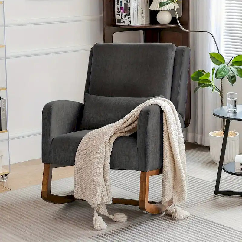 Fauteuil à bascule, fauteuil à bascule rembourré d'intérieur pour salon, fauteuil à bascule moderne avec coussin
