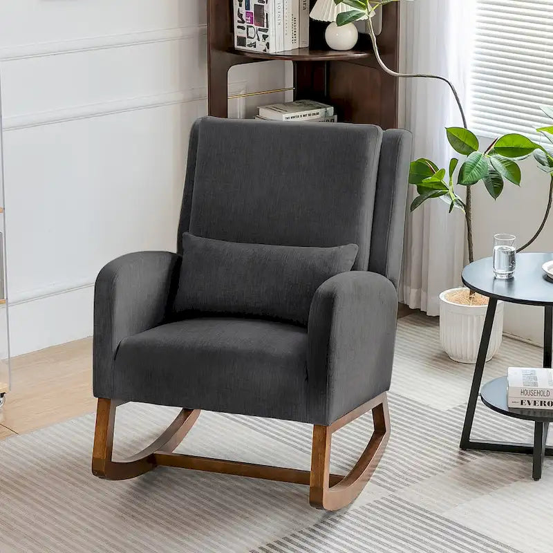 Fauteuil à bascule, fauteuil à bascule rembourré d'intérieur pour salon, fauteuil à bascule moderne avec coussin