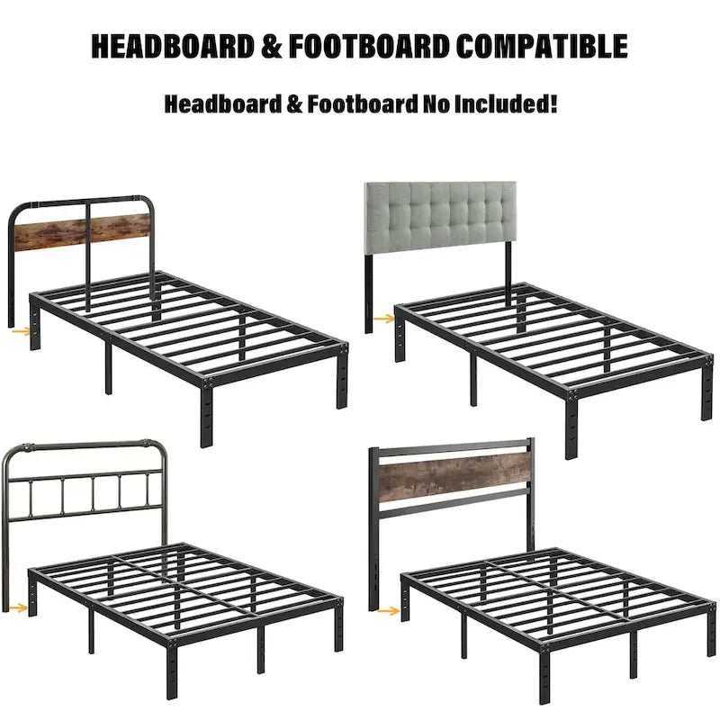 Cadre de lit robuste de 35,5 cm (14 pouces), sans sommier, silencieux