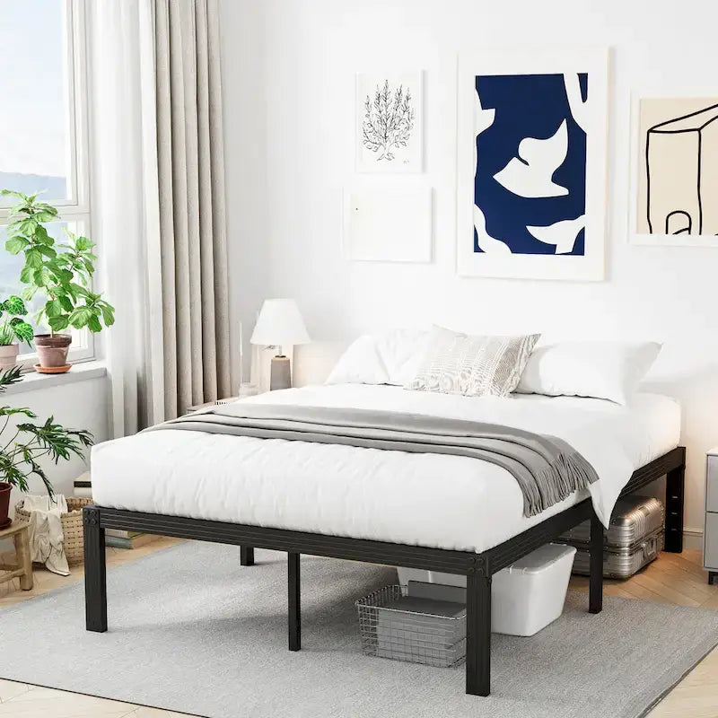 Cadre de lit robuste de 35,5 cm (14 pouces), sans sommier, silencieux