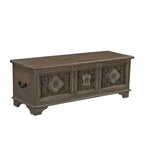 Pouf de rangement Clara en bois massif sculpté