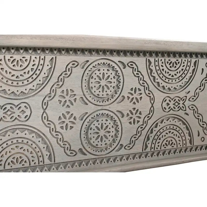 Pouf de rangement Clara en bois massif sculpté