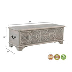 Pouf de rangement Clara en bois massif sculpté