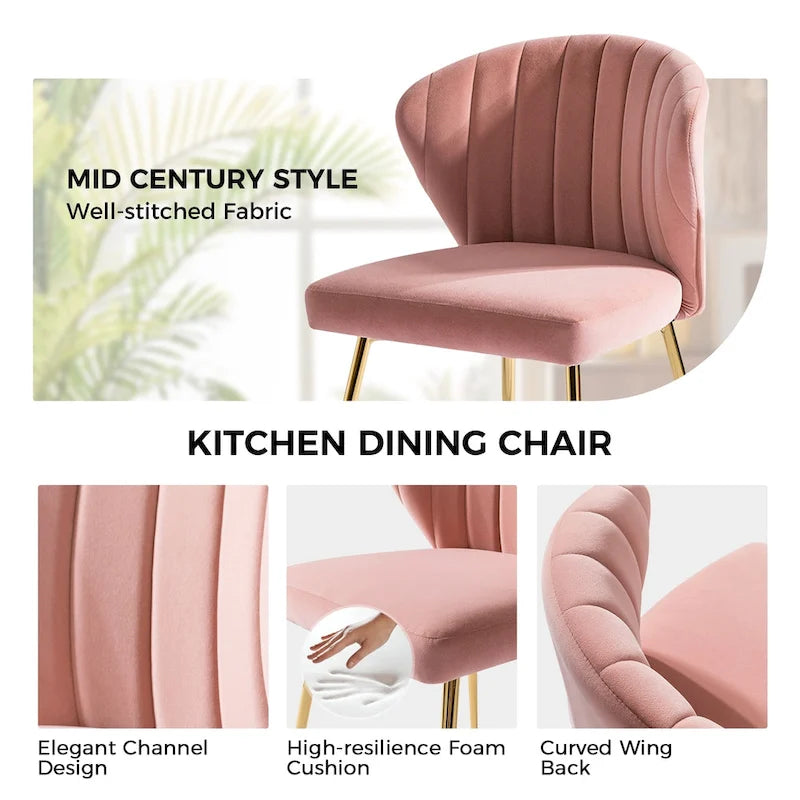 Chaise de salle à manger Luna Modern Glam, dossier capitonné et assise compacte, par HULALA HOME